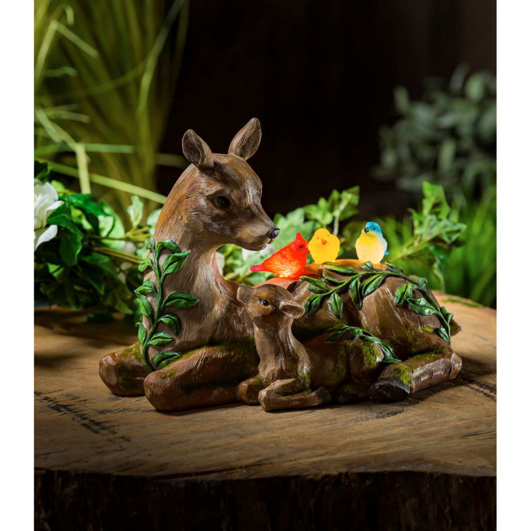Red Barrel Studio® Bim Floral Deer Family Solar Garden Statue Wayfair